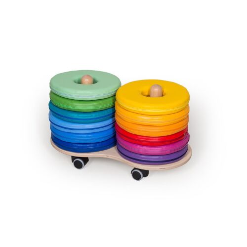 Mobile pillow trolley with round donut pillows - 6513058
