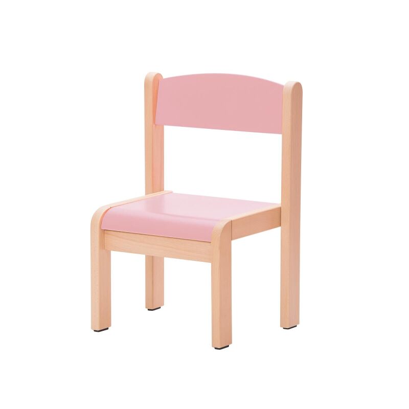 Beech chair, seat height 35 cm, pink