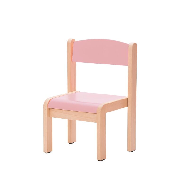 Beech chair, seat height 26 cm, pink