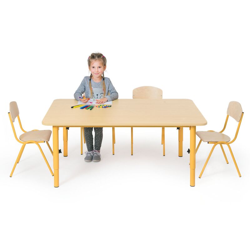 Adjustable preschool table, yellow