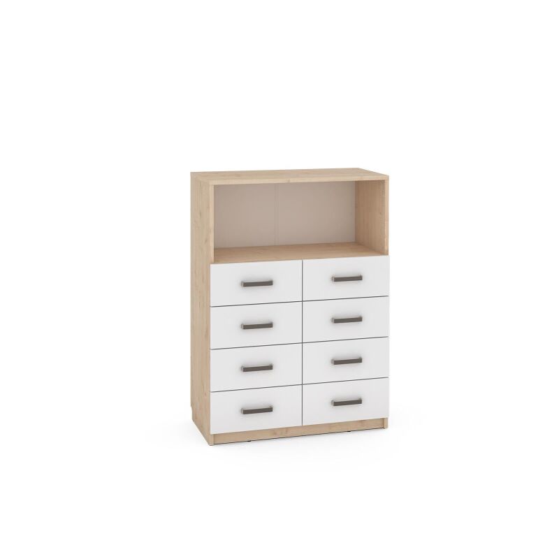 Wide Cabinet NV, 8 white drawers